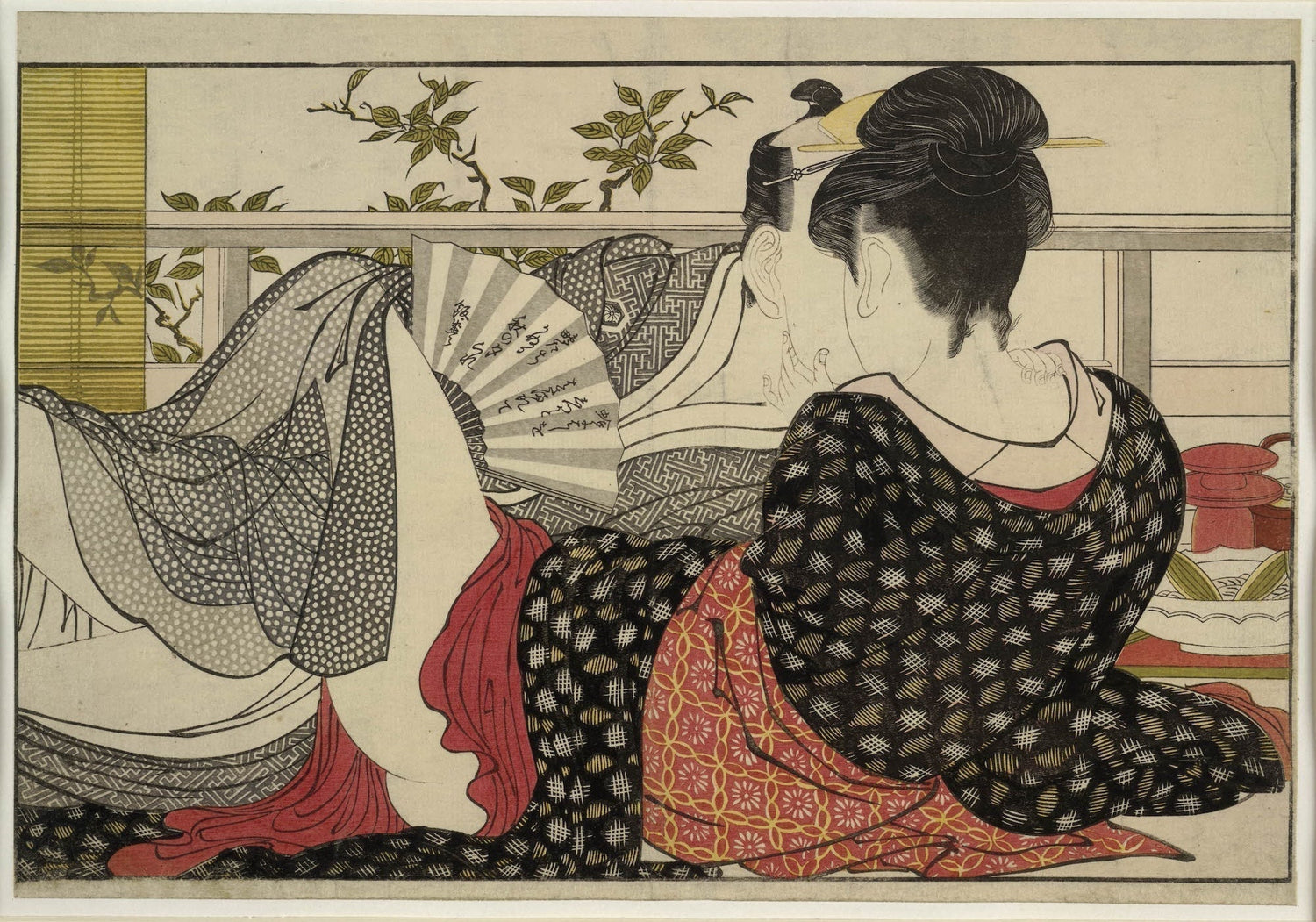 lovers in an upstairs room, utamaro