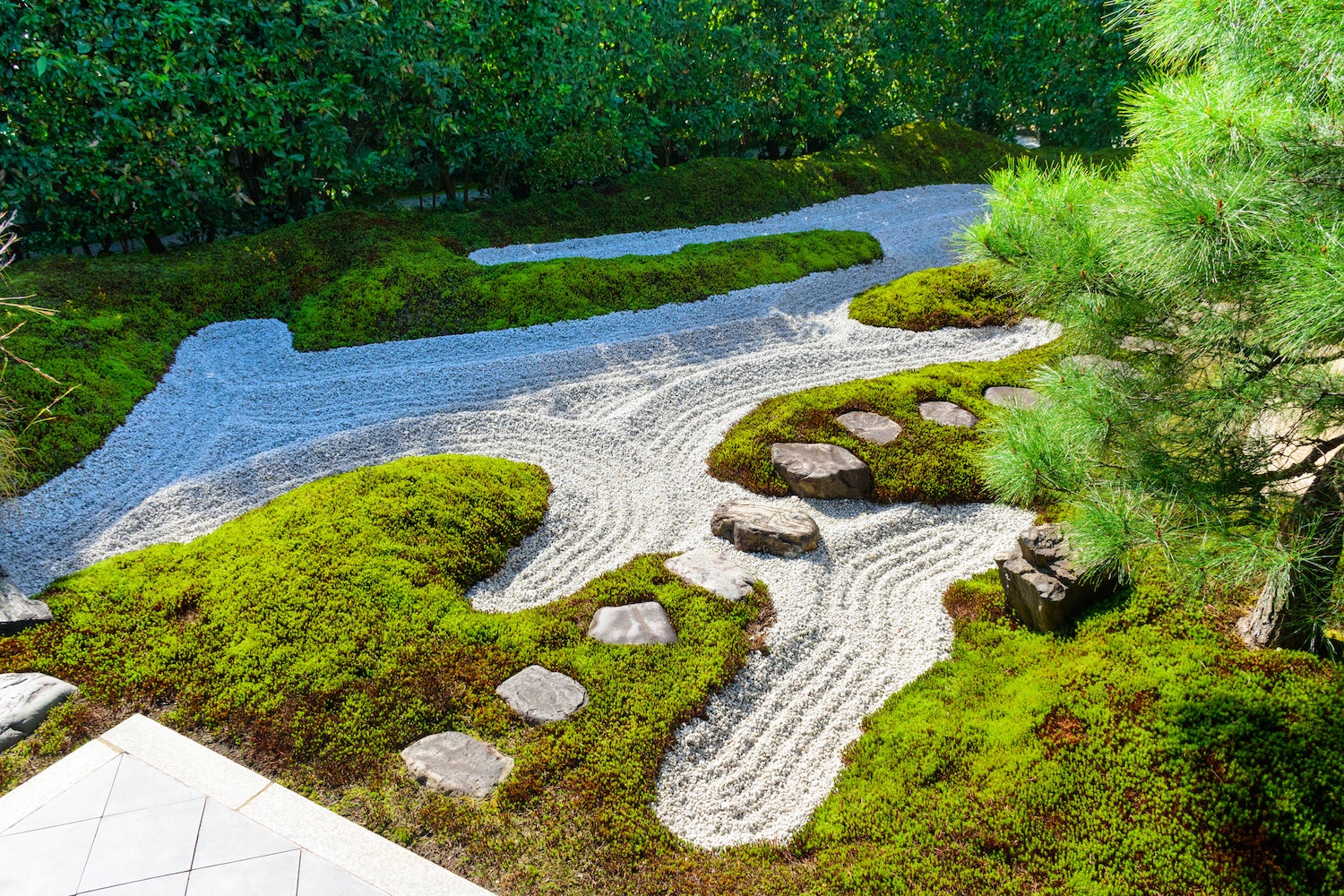 stone and moss garden