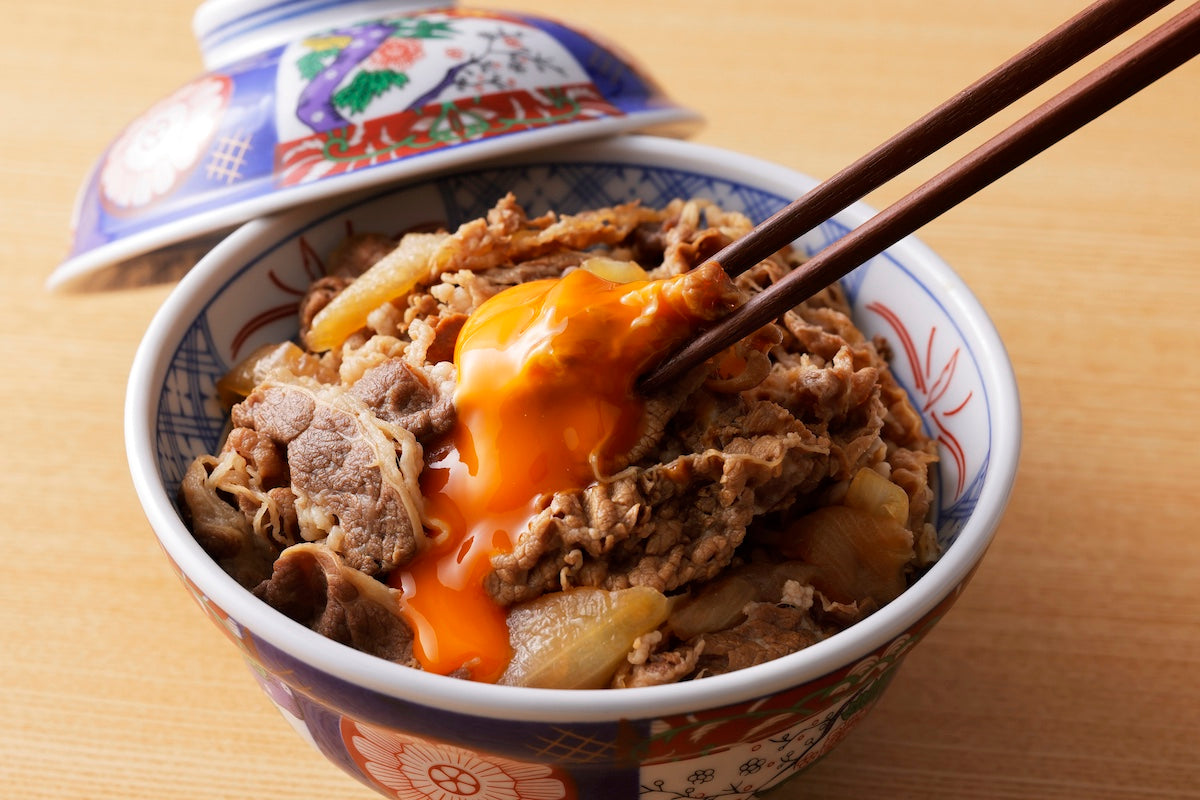 gyudon with split yolk