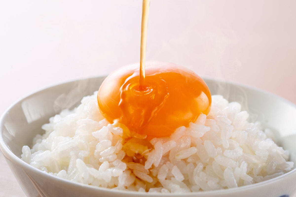egg yolk on hot rice