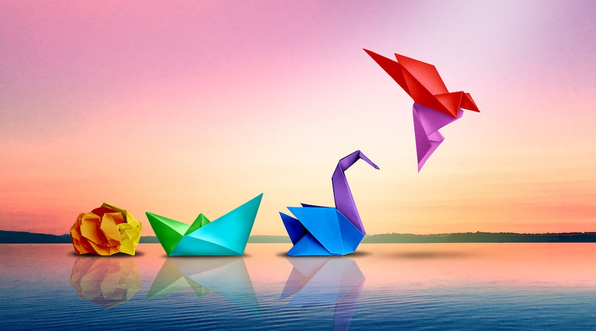 series of origami models